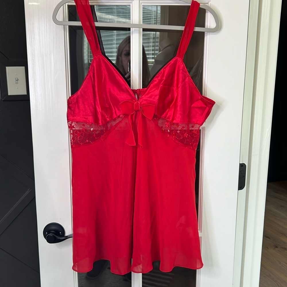 ENCHANTING Sexy Red Chemise Nightie Lingerie Size Large